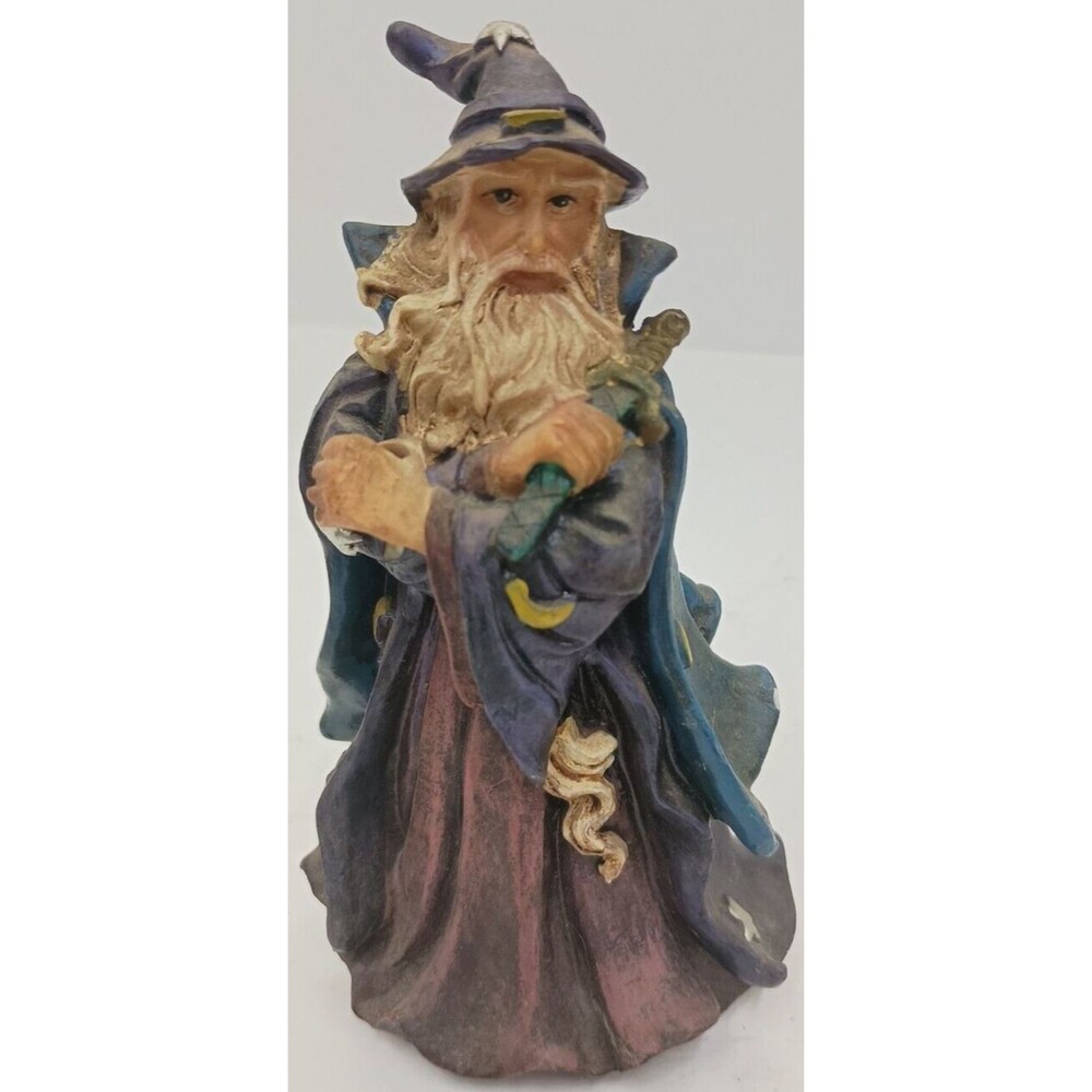 Wizard 4.5" Fantasy Figurine Sorcerer with Dagger Blue Purple